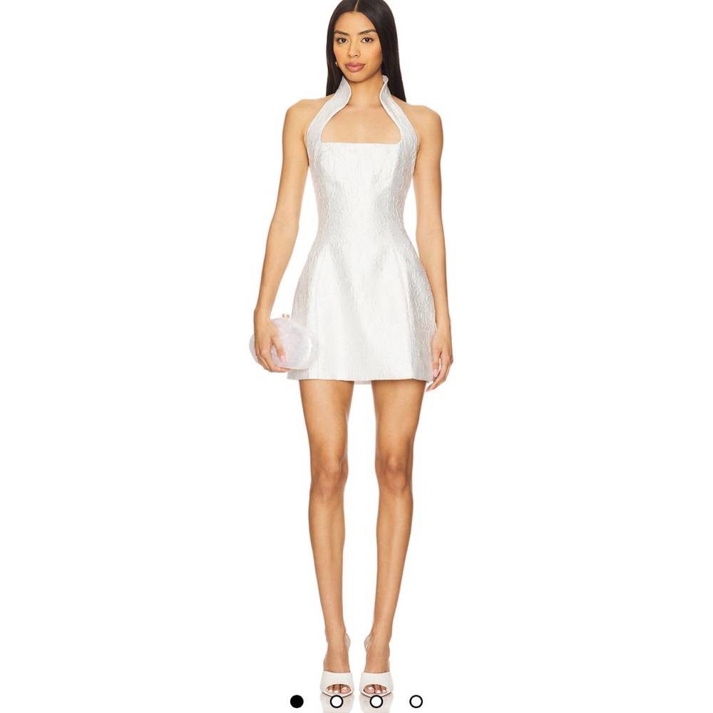 Lovers + Friends White Textured Halter Mini Dress